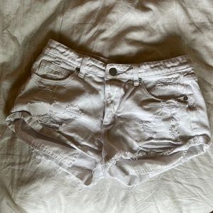 White denim shorts
